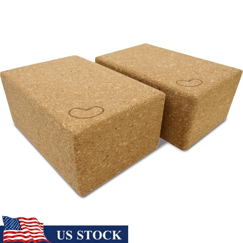 Cork Yoga Blocks Non-Slip Durable Support Asana Practice Fitness Accessories New