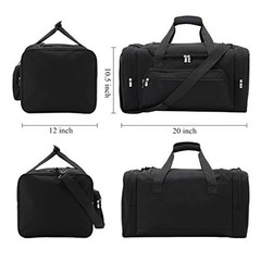 Sports Duffel Bag 20 inch for Travel Gym (20 inch) Black 20 Inch