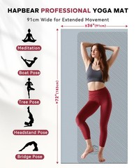Large Yoga Mat – 72″x36″ Extra Wide Exercise Mat – 1/4″ Thick Dual Color PVC …