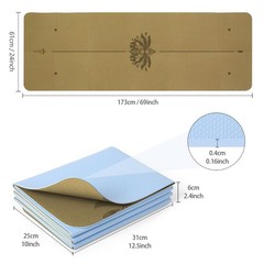 Travel Yoga Mat, Foldable, Small, 173 x 61 x 0.4 cm, with Carry Bag, Lightweight, F…