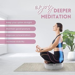 Meditation Cushion, Floor Pillow Foam Zafu Buckwheat, Mandala C. Ash Gray