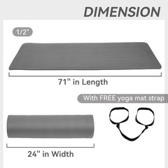 Fitvids Yoga Mat, 1/2-Inch Extra Thick High Density Exercise Mat, Anti-Tear Exer