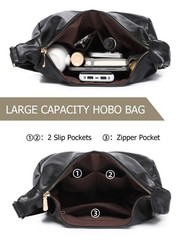 Hobo Bag for Women with Mini Purse Soft Vegan Leather Slouchy Shoulder Crossb…