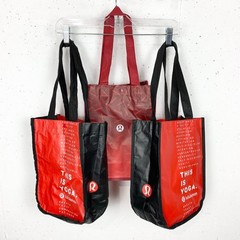 Lululemon Signature Logo Tote Bags Set of Three Red Black Double Handle Small