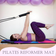 Pilates Reformer Mat Set, Non-Slip Microsuede, Rubber Backing, 38″x22″, Pink/Pur