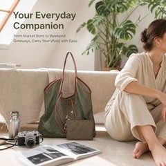 Mesh Beach Tote Bag with Zipper Pouch, Large Breathable Net Shoulder Bag Green