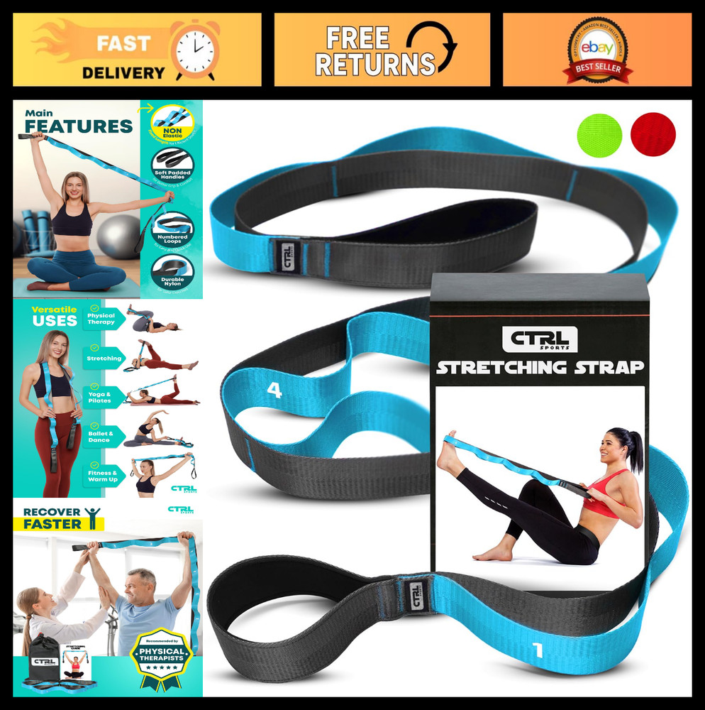 Non-Elastic Stretching Strap with Loops – Yoga & Physical Therapy Stretch Band f