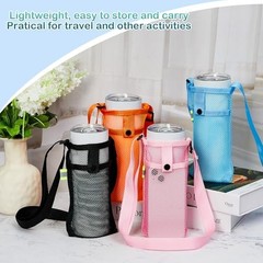 Water Bottle Sling Holder Crossbody, Adjustable Strap Carrier with Zipper 24