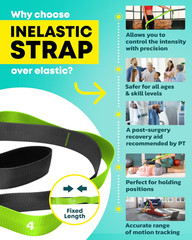 Stretching Strap with Loops – Non Elastic Stretch Band for Physical Therapy, Yog