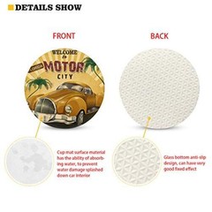 2 Packs Absorbent Car Coasters for Drinks Cup Mat, 2.8 inches Non Slip Car Cup