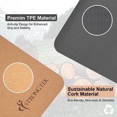Cork Yoga Mat, Non-Toxic & Eco-Friendly, 7mm Thick with Non-Slip Cork + TPE S…