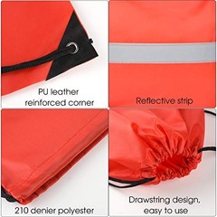 Pcs Drawstring Backpacks with Reflective Strips – Polyester, 15.7″ x 12 Red
