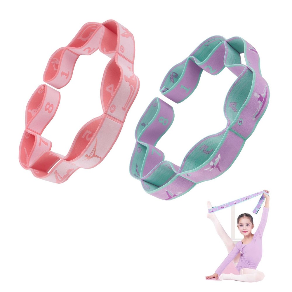 2pcs Stretch Strap for Kids,Elastic Yoga Stretching Strap with Loops, Multi-L…