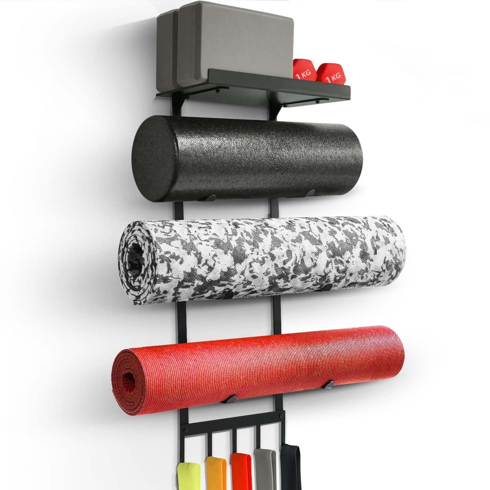 Wall Yoga Mat Holder Gym Storage Rack Organizer