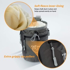 Chalk Bag for Rock Climbing, Climbing Bouldering Charcoal Grey