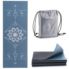 Foldable Travel Yoga Mat Print 5mm Thick Pilates NonSlip Gym Carrying Bag
