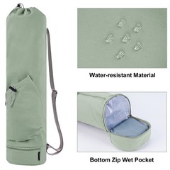 Yoga Mat Bag with Water Bottle Pocket and Bottom Wet Pocket, Exercise Yoga Ma…