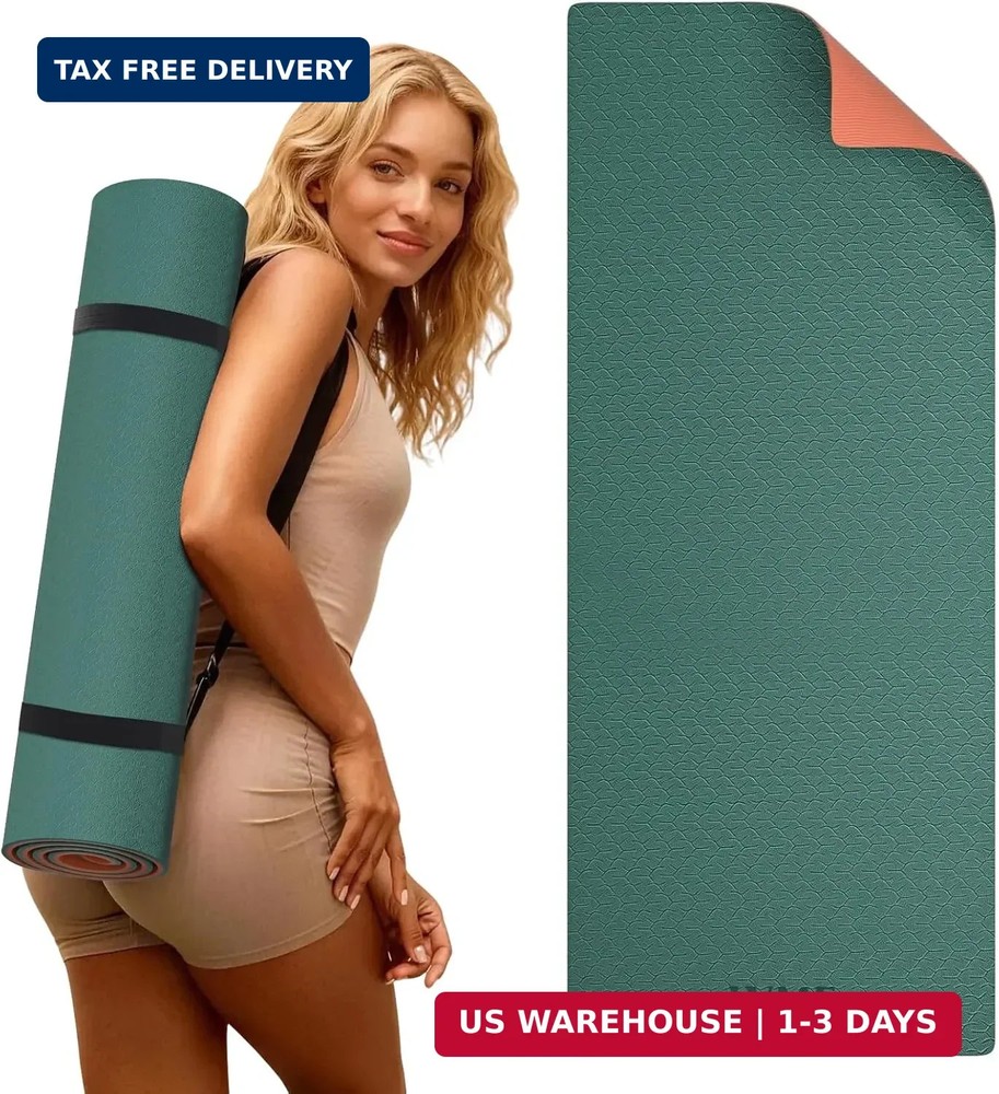 Yoga Mat Non Slip, Anti-Tear 1/4″ & 2/5″ Thick TPE Yoga Mats for Women and Men,