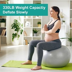Yoga Ball, Exercise Ball 25.6″ & PVC & Purple Anti-Slip Stability Pilates