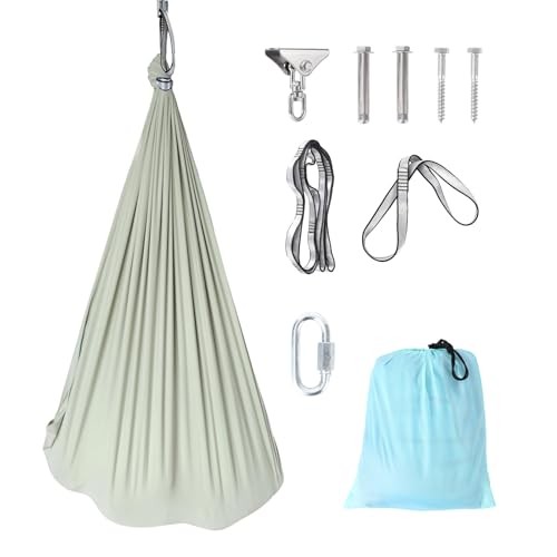 Sensory Swing – 55″ x 59″ Dual-Layer Therapy Swing for Autism, Large Bean Green