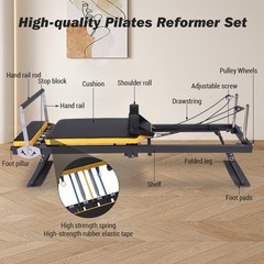 Foldable Pilates Reformer Machine for Home Gym,Pilates Equipment w/ Jump Board