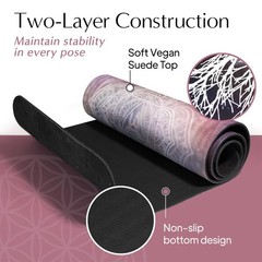 HIGHTOP Yoga Mat with Strap Non-Slip 6mm Thick, Premium Suede & TPE Tree-of-L…