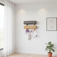 Multi Tier Fitness Storage Rack Natural Wood for Home Gym