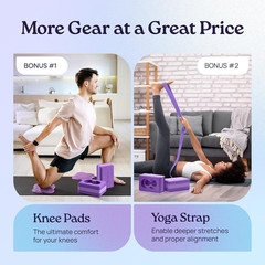 Deep-Zen® Yoga Blocks Wrist Support; Yoga Blocks 2 Pack with Knee Pads and Strap