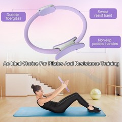 Quorvella Pilates Ring 15 Inch Magic Circle Rings with Dual Purple