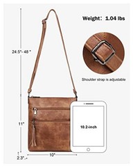 Crossbody Purses for Women, Multi Pocket Casual Crossbody Bag, Mocha Brown