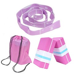 Yoga Blocks Set of 2 with 12 Loop Stretch Band and Carry Bag, Heavier High De…