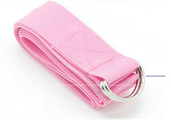Black Yoga Block and Pink Yoga Strap