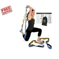 8′ Long Stretch Strap with Neoprene Handles – Ideal for Yoga & Rehab
