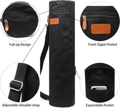 Canvas Yoga Mat Bag with Adjustable Strap & Pockets, Full-Zip Travel Gym Tote…