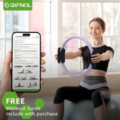 Pilates Ring and Ball Set with Resistance 12/14 Inch, Purple & Pink
