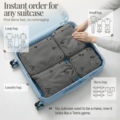 4-Piece Luxury Compression Packing Cubes & Bags for Travel – Maximize Spac