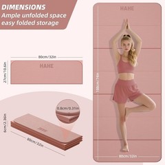 Foldable Yoga Mat,74″Lx32″Wx1/3″Thick,Folding Exercise Mat,Non-slip Wide Pila…
