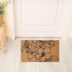 Kera Flowers Doormat with Coconut Fibres, Stain Resistant Carpet for Rec…