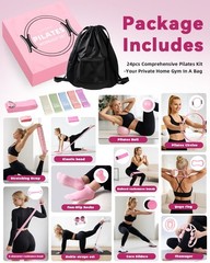 Pilates Kit for Home,24 pcs Workouts Sets for 14”Pilates Circles 8″ Yoga , Re…