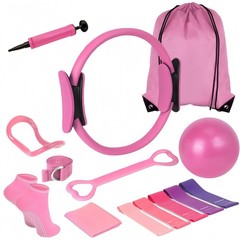 Bxiadbzl Pilates Ring and Ball Set for Women, Equipment Kit PINK