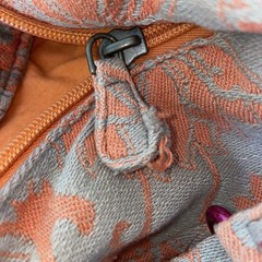 Barefoot Damask Floral Cotton Yoga Mat Bag Adjustable Strap Orange & Gray