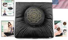 Velvet Meditation Pillow – Large Round Zafu, Buckwheat Filled, Ergonomic