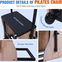 Pilates Wunda Chair with Handles Split Pedals 4-Level Resistance Machine