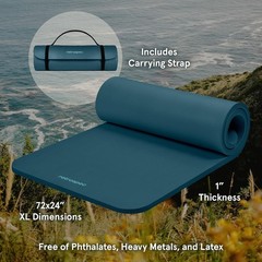 Solana Yoga Mat 1″ Thick w/Nylon Strap Men & Women Non Slip Exercise Mat Home