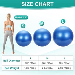 Yoga Ball, Exercise Ball 21.7″ & PVC & Blue Anti-Slip Stability Pilates