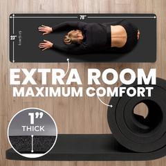 1 Inch Extra Thick Non Slip Yoga Mat – Exercise Mats for Home Workouts, Black (7