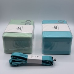 Alo Yoga Uplifting Yoga Block Set of 2 With 1 Matching Strap Aqua Green NWT NEW