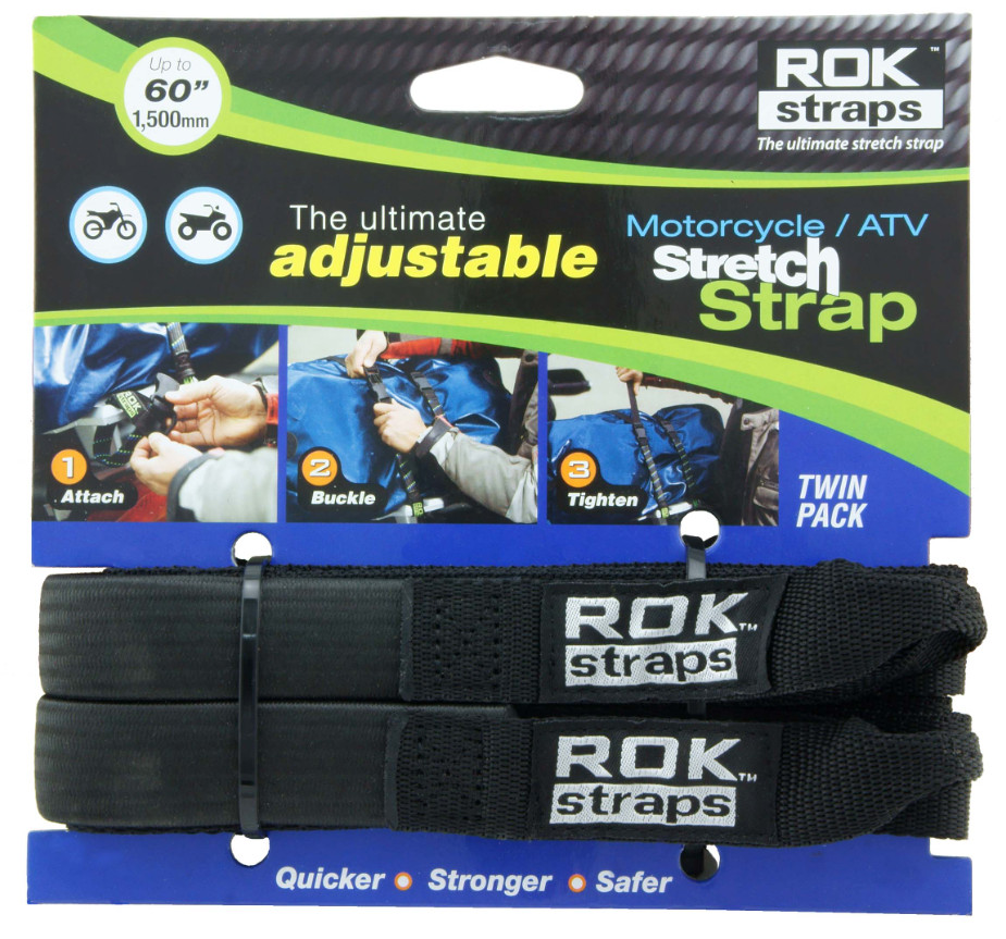 ROK-0025 Black8″ – 60″ Motorcycle/ATV Adjustable Stretch Strap 1