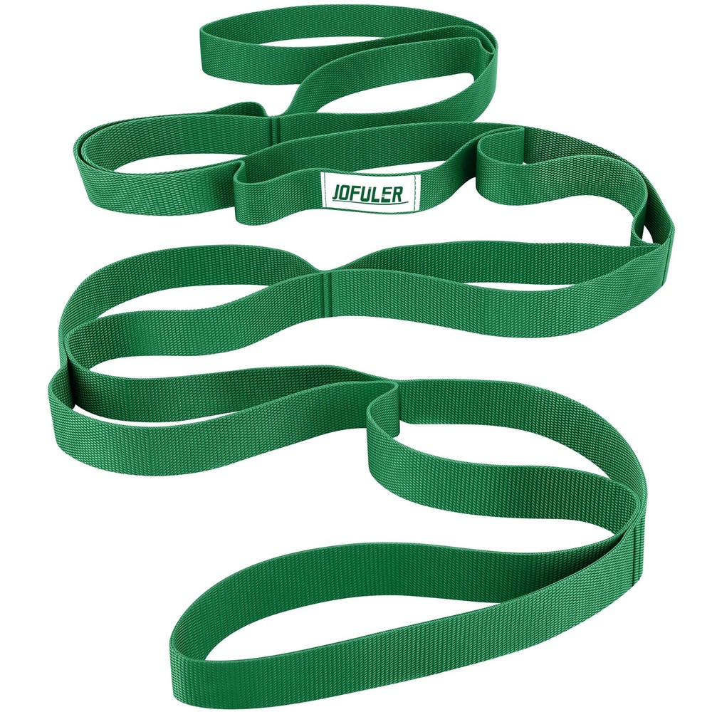 Jofuler Stretching Strap for Physical Therapy and 75″ long & 1″ wide, Green