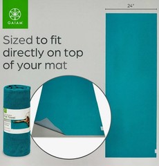 Gaiam Non-Slip Super Absorbent Microfiber Yoga Mat Towel Blue 24×68 in